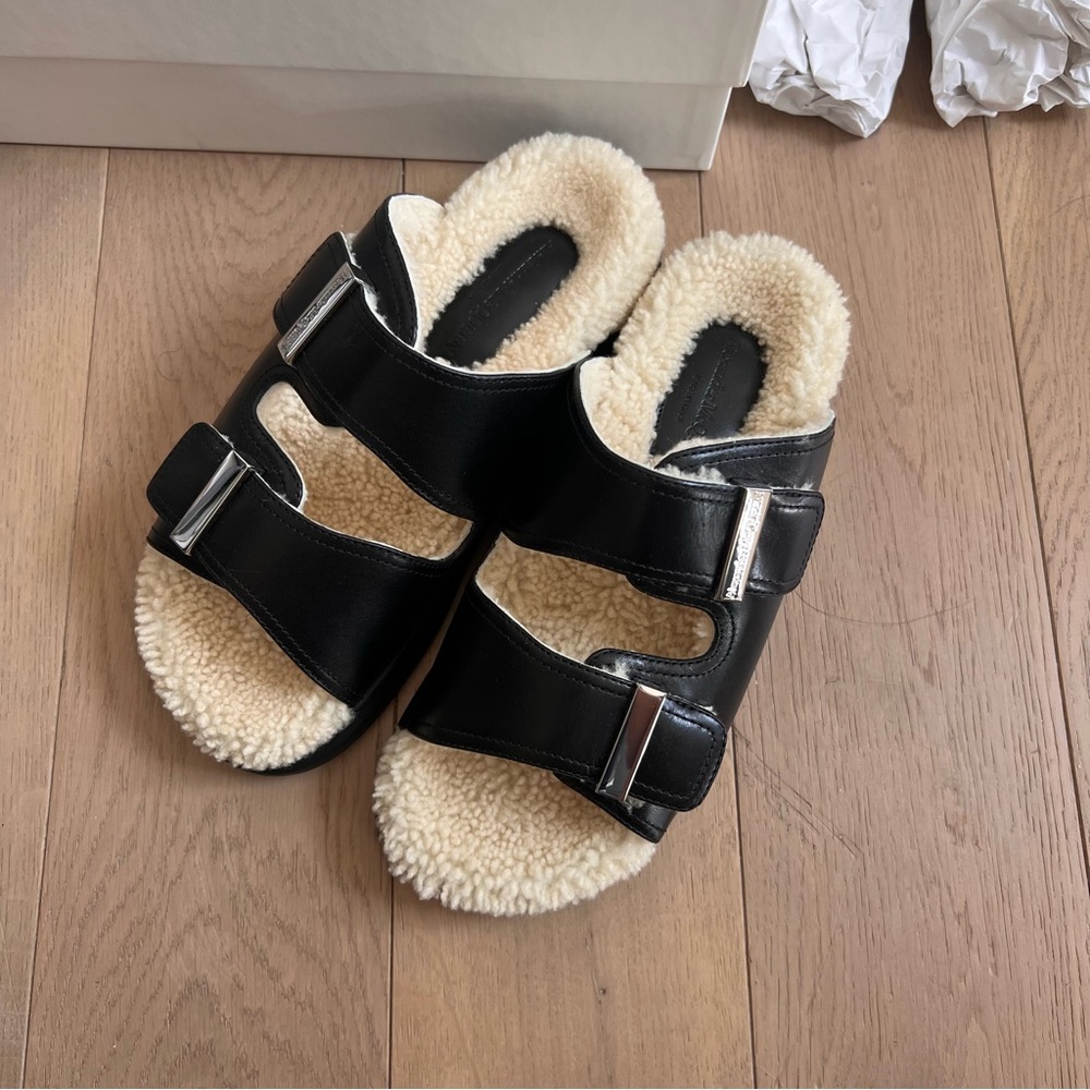 ALEXANDER MCQUEEN Shearling Lined Hydrid Slide Size 37